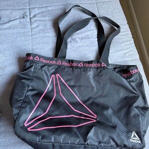 Reebok Black Tote with Pink Logo and Trim